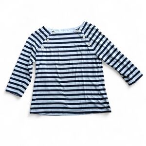 T By Talbots Women's Size Large.Striped Navy and White Top
